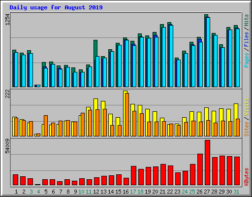 Daily usage for August 2019