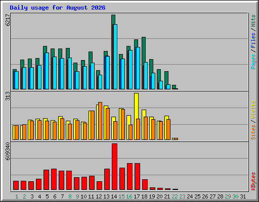 Daily usage for August 2026