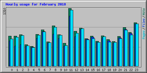 Hourly usage for February 2018